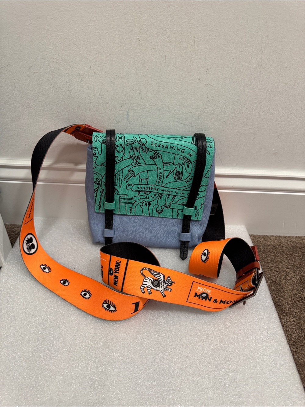 Min & Mon classified creatures of the future crossbody bag